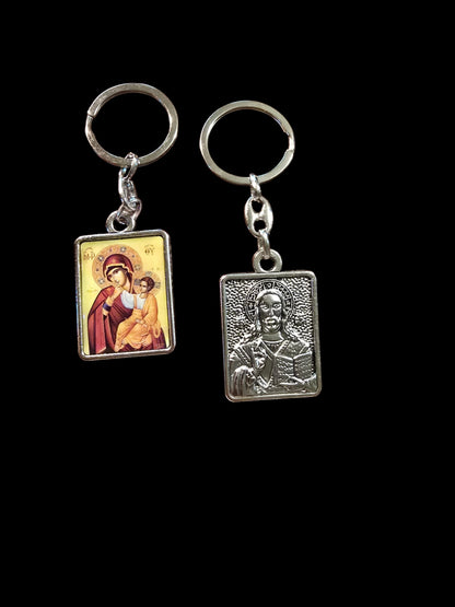 Panagia Paramythia (Mother of God) Double-Sided Icon Keychain (Jesus Reverse) – 4.5 x 3 cm