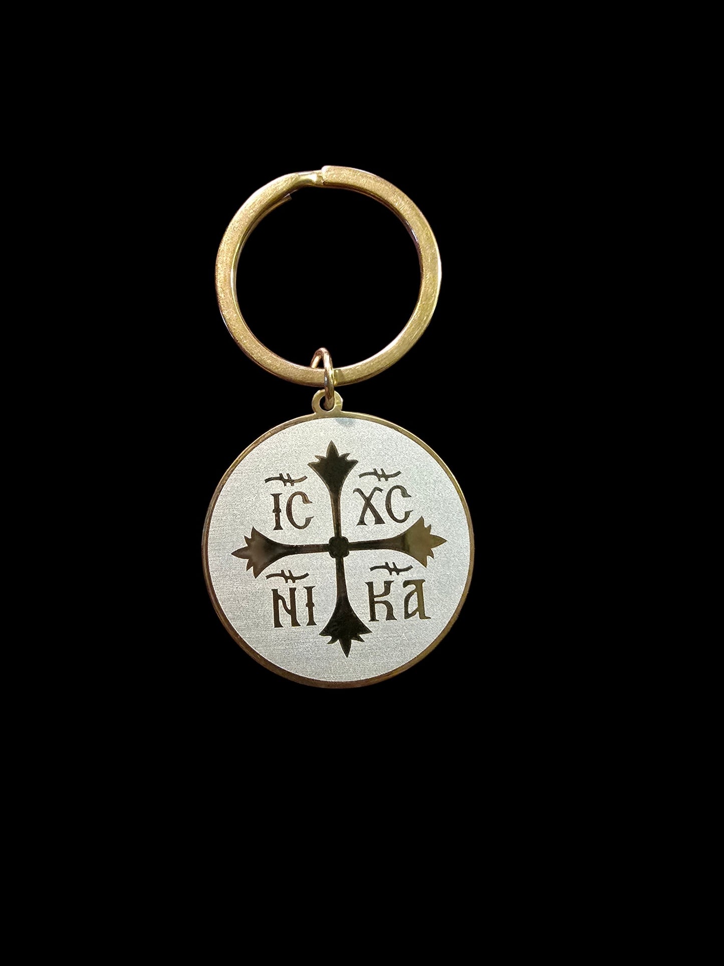 IC XC NIKA Christogram Medallion Metal Keychain – 35 mm (Silver, Gold, Black)