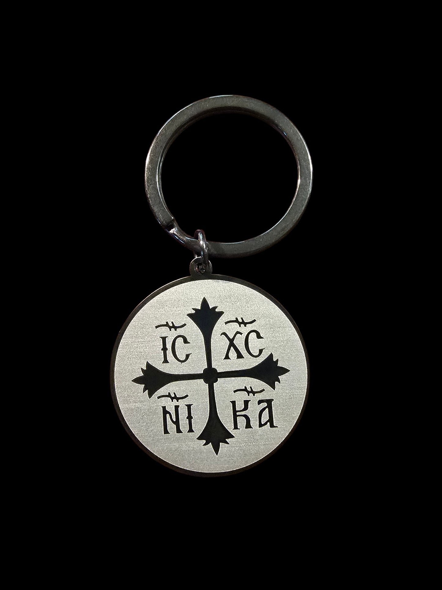 IC XC NIKA Christogram Medallion Metal Keychain – 35 mm (Silver, Gold, Black)