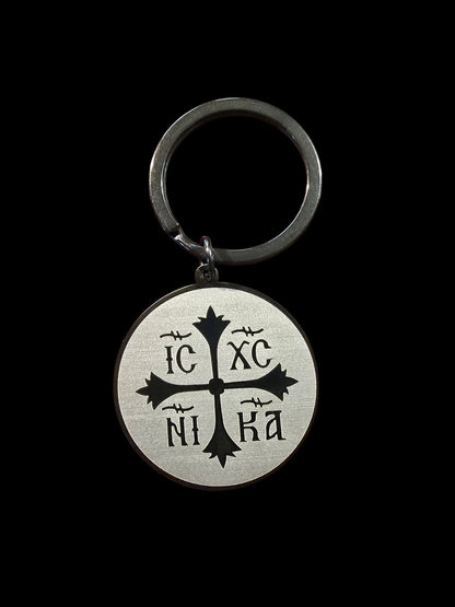 IC XC NIKA Christogram Medallion Metal Keychain – 35 mm (Silver, Gold, Black)