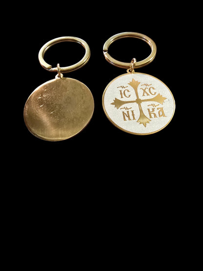 IC XC NIKA Christogram Medallion Metal Keychain – 35 mm (Silver, Gold, Black)