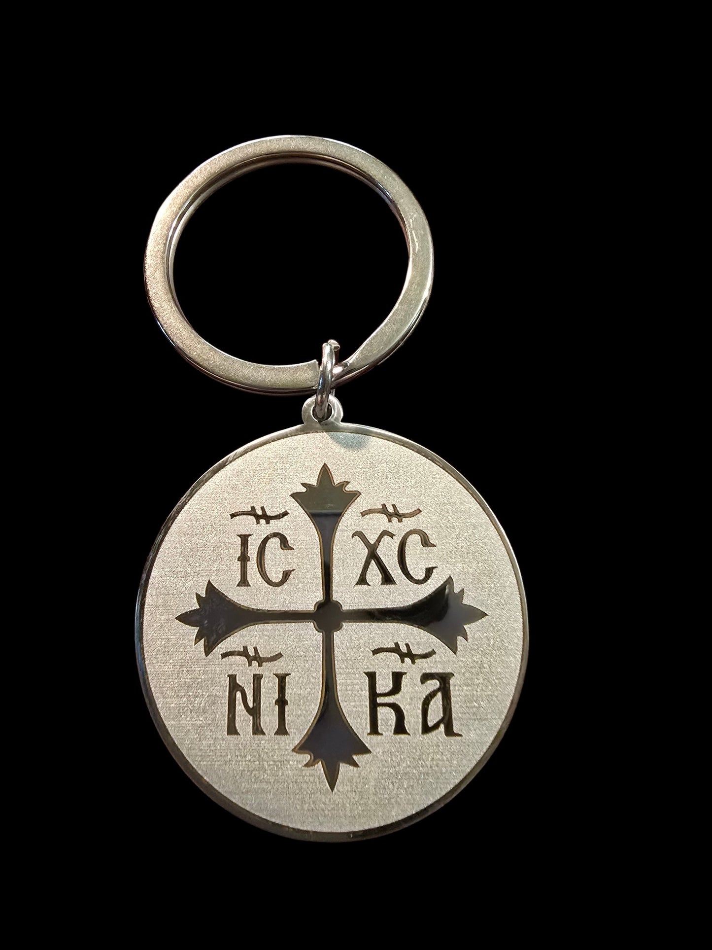 IC XC NIKA Christogram Medallion Metal Keychain – 35 mm (Silver, Gold, Black)