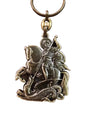 Saint George Slaying the Dragon Double-Sided Metal Keychain – 3.9 x 1.8 in