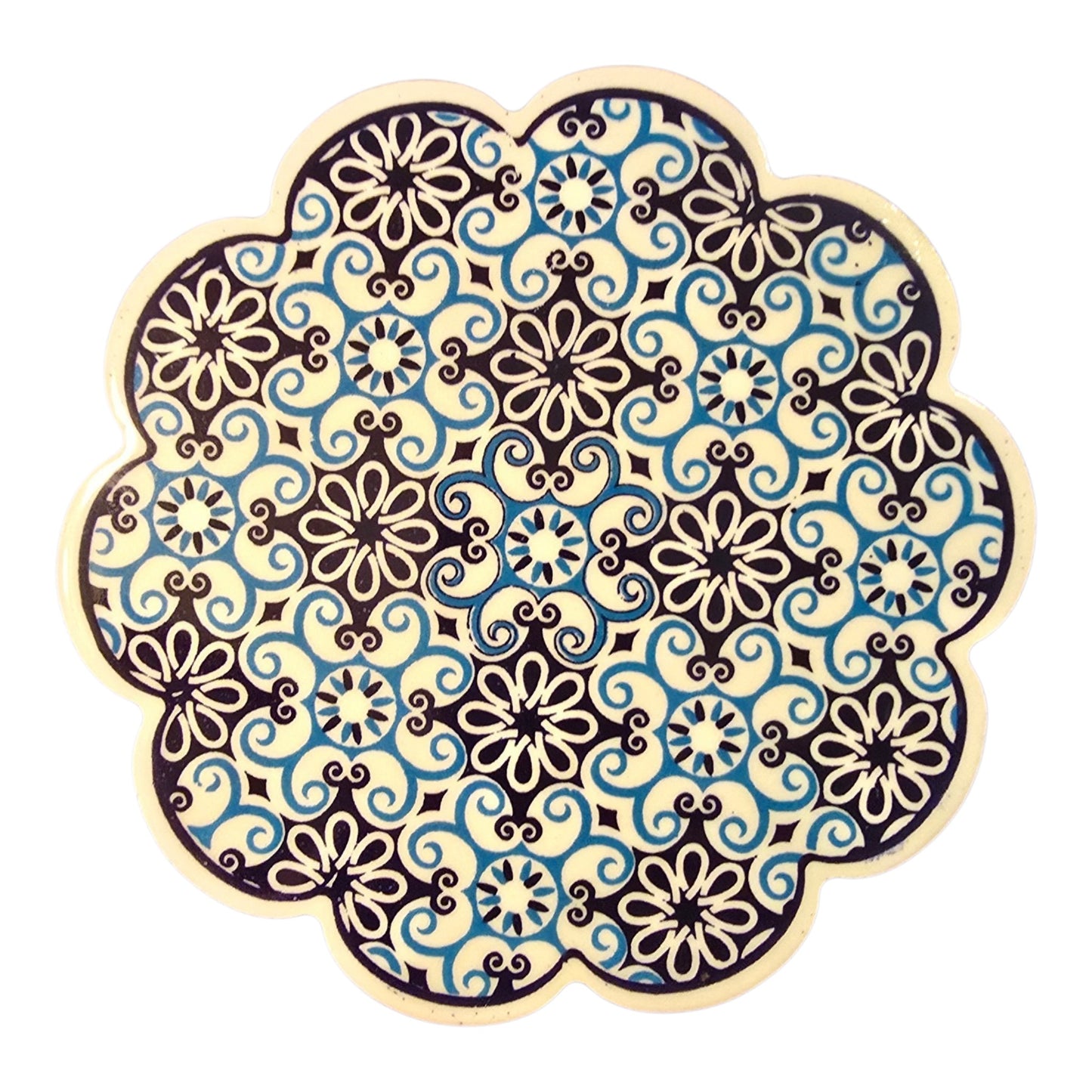 16 cm Hand-Painted Rosette Ceramic Trivet