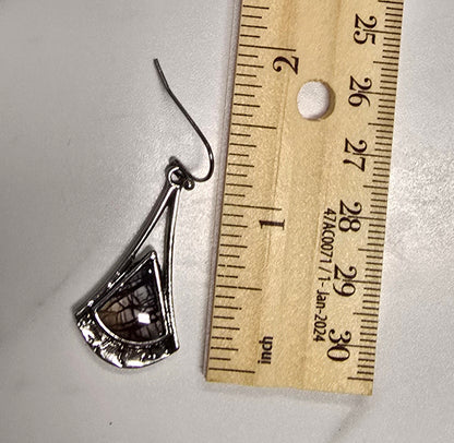 Natural Stone Fan Shaped Dangle Earrings