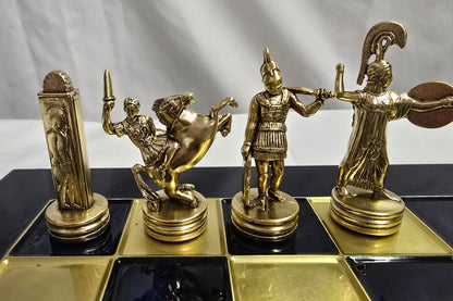 Handcrafted Greek Mythology Chess Set with Wooden Case