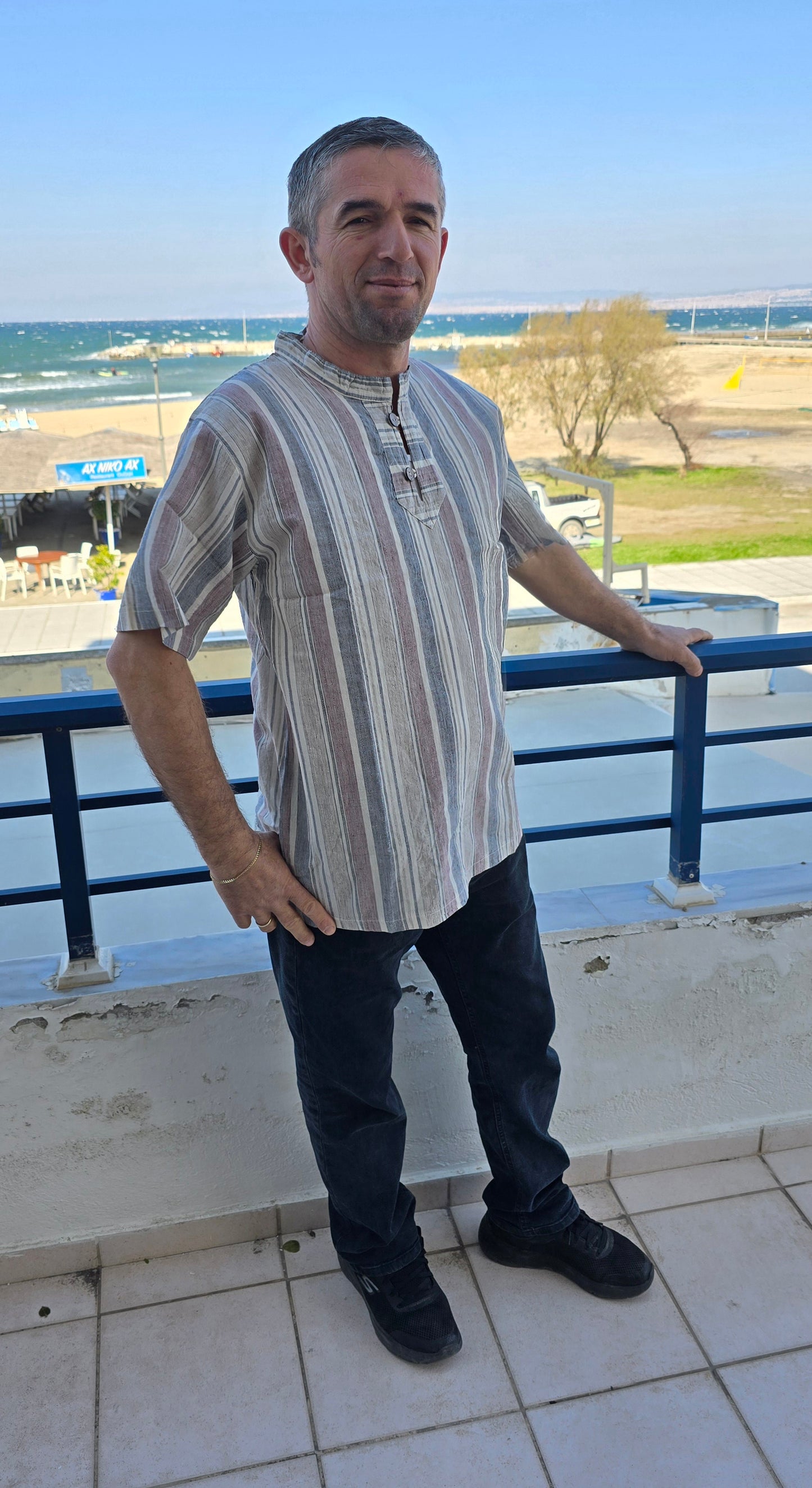 Men's Cotton Striped Shirt - Imported from Greece