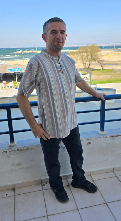 Men's Cotton Striped Shirt - Imported from Greece