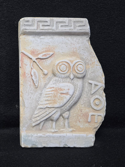 Athena's Owl of Wisdom Plaque - Handmade Greek Wall Art