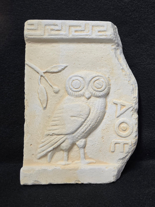 Athena's Owl of Wisdom Plaque - Handmade Greek Wall Art