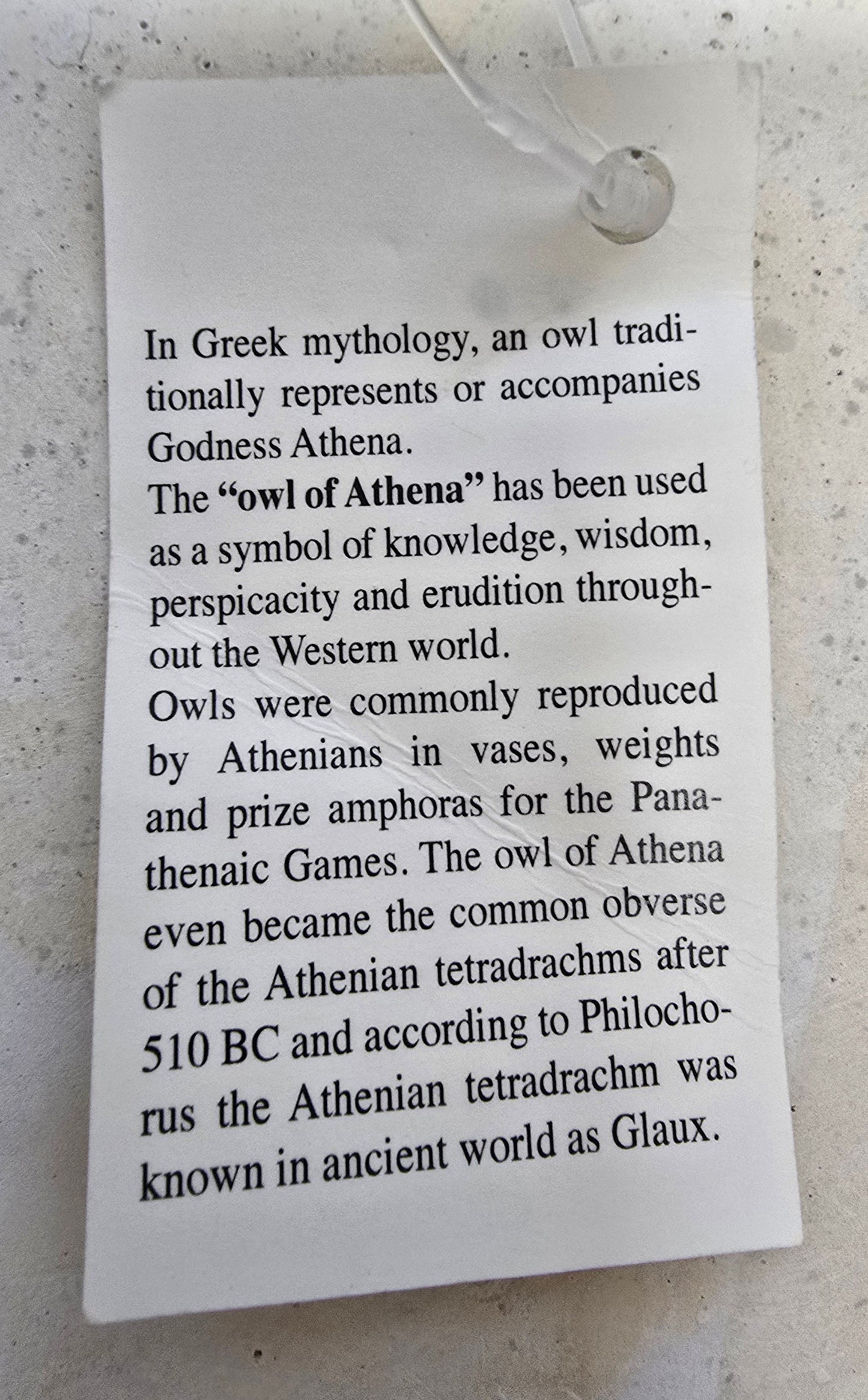 Athena's Owl of Wisdom Plaque - Handmade Greek Wall Art