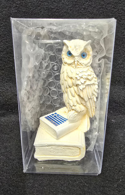 Athena's Owl of Wisdom on Books - Handmade Greek Keepsake