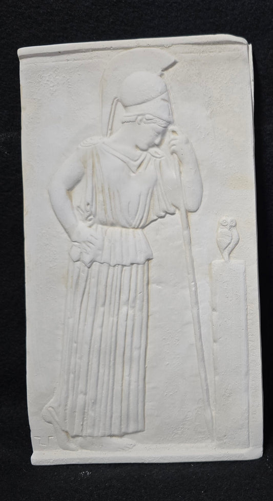 Athena in Mourning Alabaster Plaque