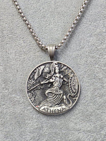 Athena Stainless Steel Pendant Necklace – Strength & Wisdom