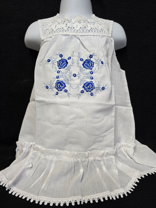 Girls' Embroidered Cotton Dress – Imported from Greece