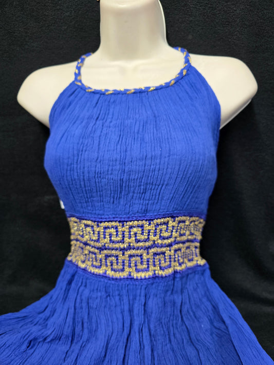 Elegant Greek Cotton Halter Dress