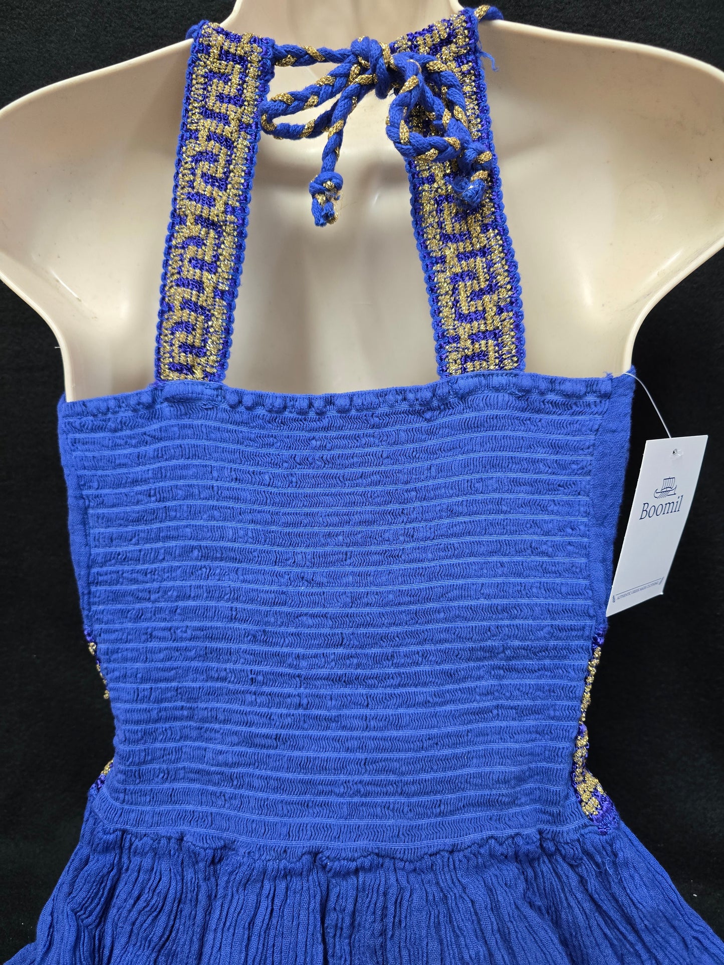 Elegant Greek Cotton Halter Dress