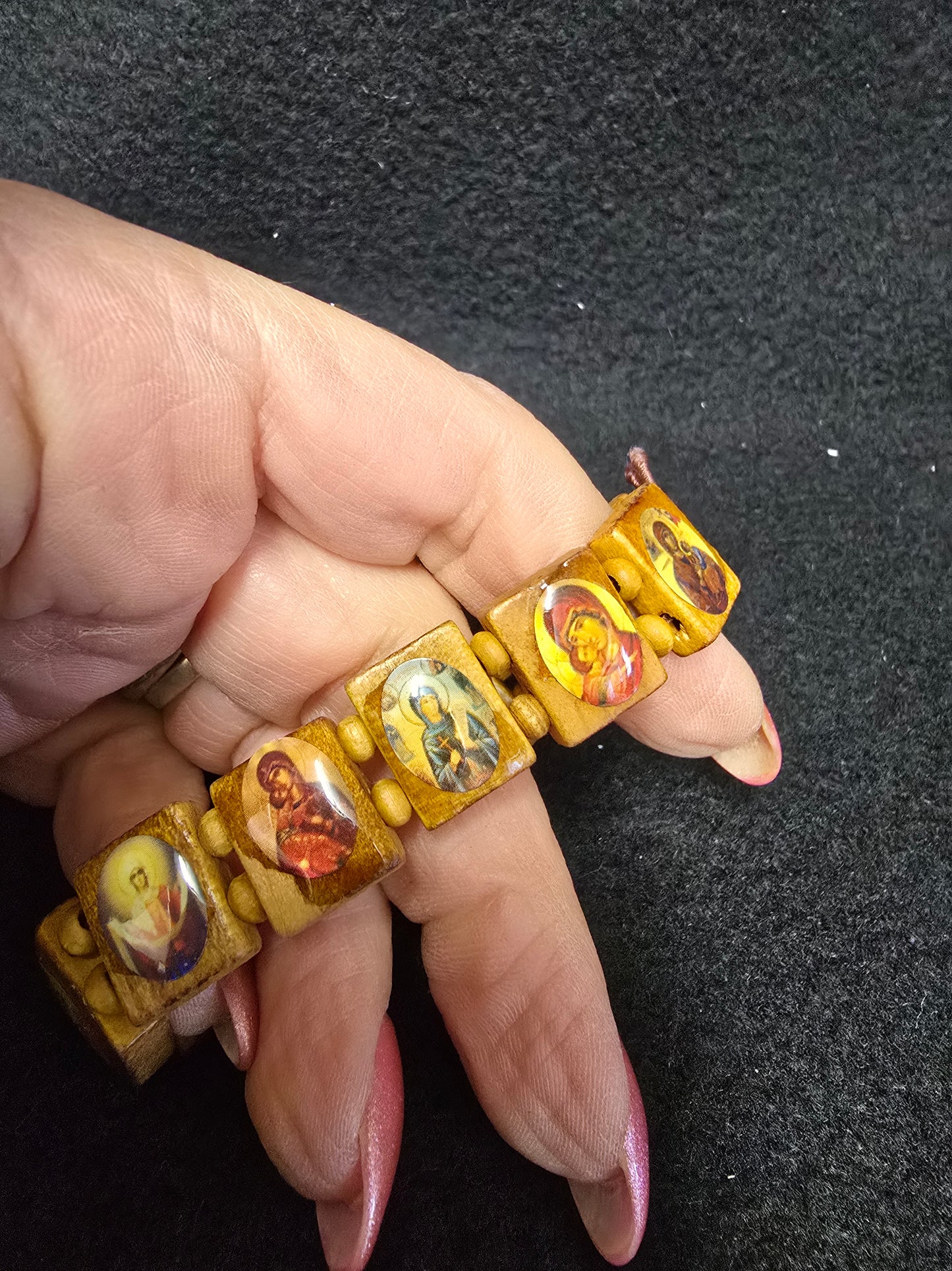 Orthodox Icon Wooden Panel Bracelet – Stretch Fit & Handmade