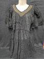Greek-Inspired 100% Cotton Blouse with Gold Metallic