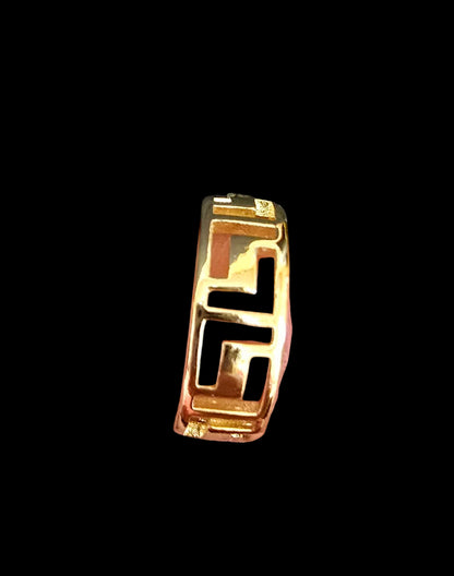 Gold-Plated Greek Key Hoop Earrings – 2 Inch Diameter