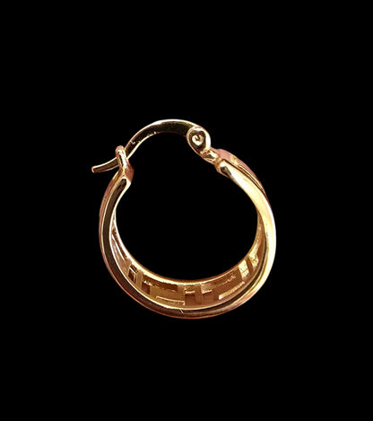 Gold-Plated Greek Key Hoop Earrings – 2 Inch Diameter