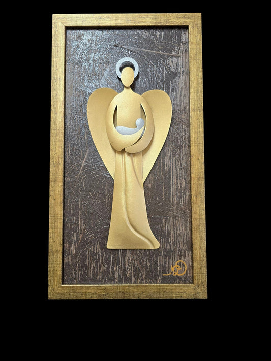 Handmade Madonna and Child – Imported from Crete, Framed
