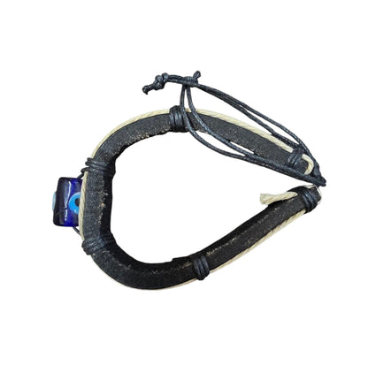 Adjustable Leather Evil Eye Bracelet