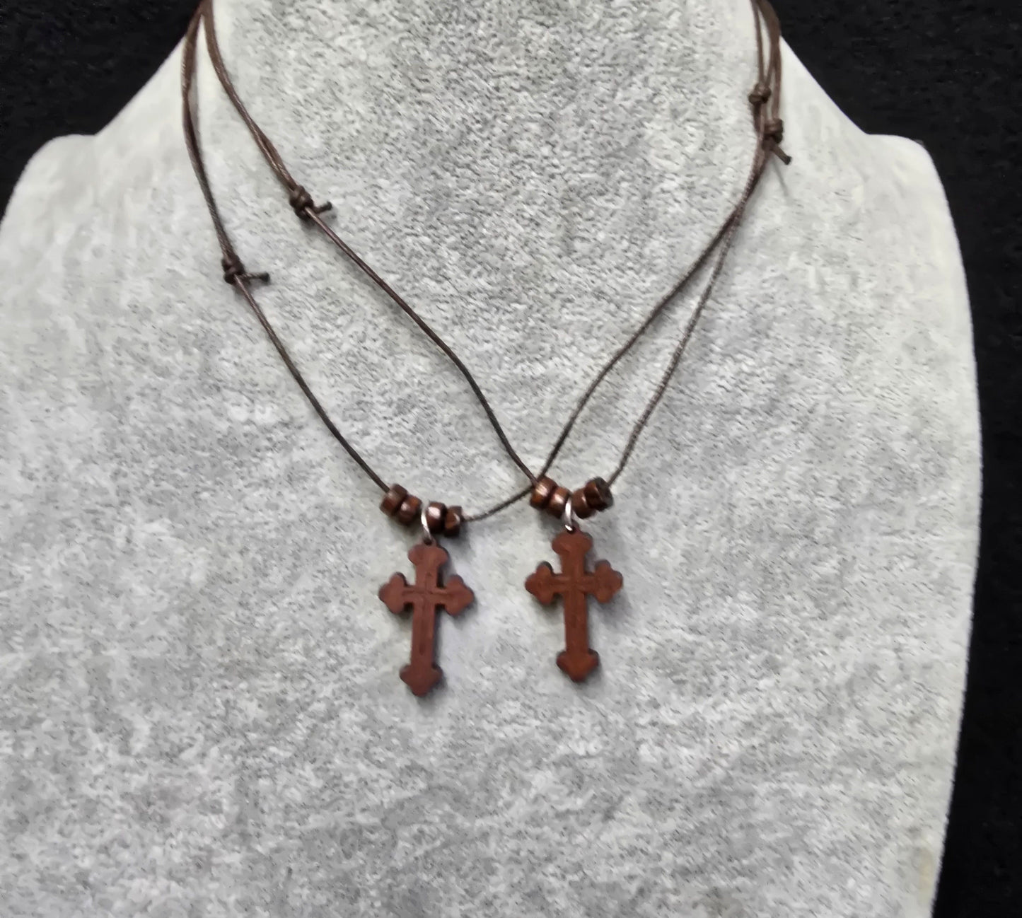 Wood Crucifix Necklace – 1" Pendant, Adjustable & Waterproof