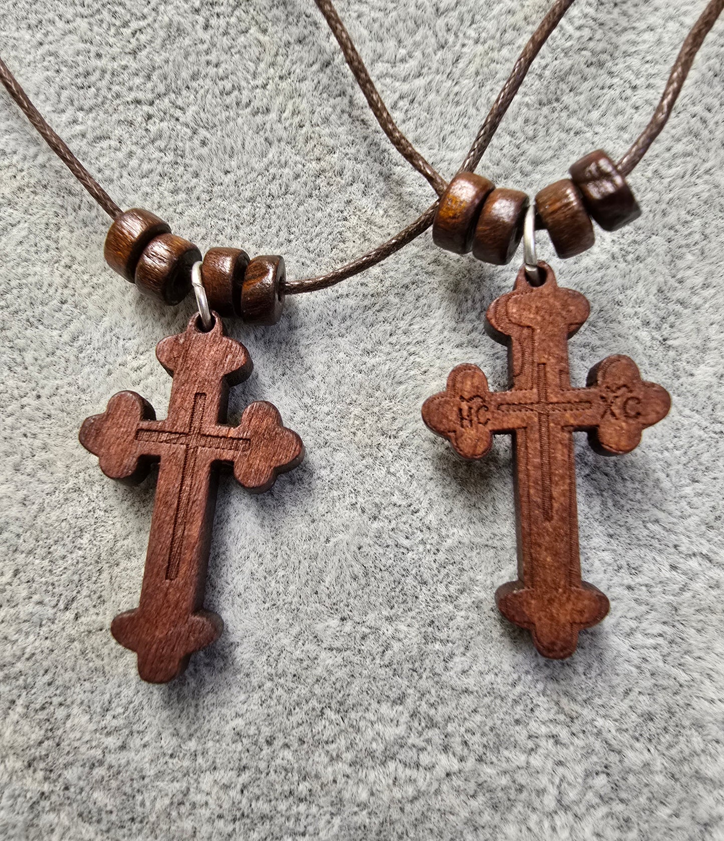 Wood Crucifix Necklace – 1" Pendant, Adjustable & Waterproof