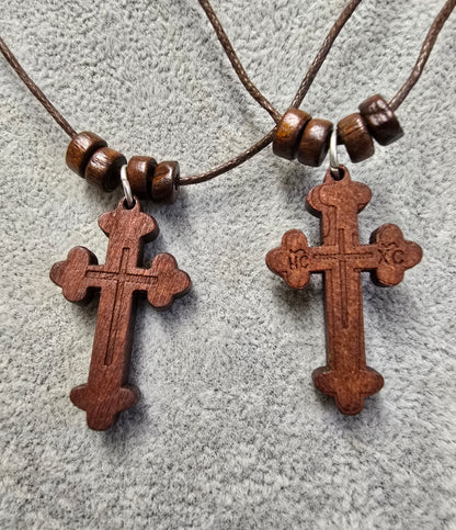 Wood Crucifix Necklace – 1" Pendant, Adjustable & Waterproof