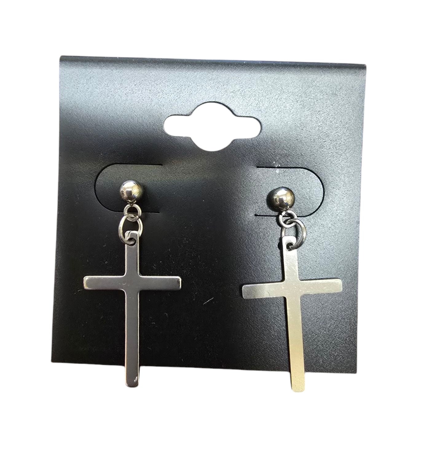 Stainless Steel Cross Earrings – Gold or Silver