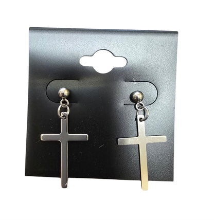 Stainless Steel Cross Earrings – Gold or Silver
