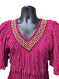Greek-Inspired 100% Cotton Blouse with Gold Metallic