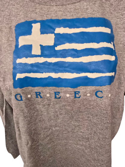 Heavy Cotton Long Sleeve Shirt – Greek Flag (Grey)