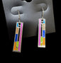 Gold-Plated Window Pane Earrings – 1" Oil-Dripped Pendant