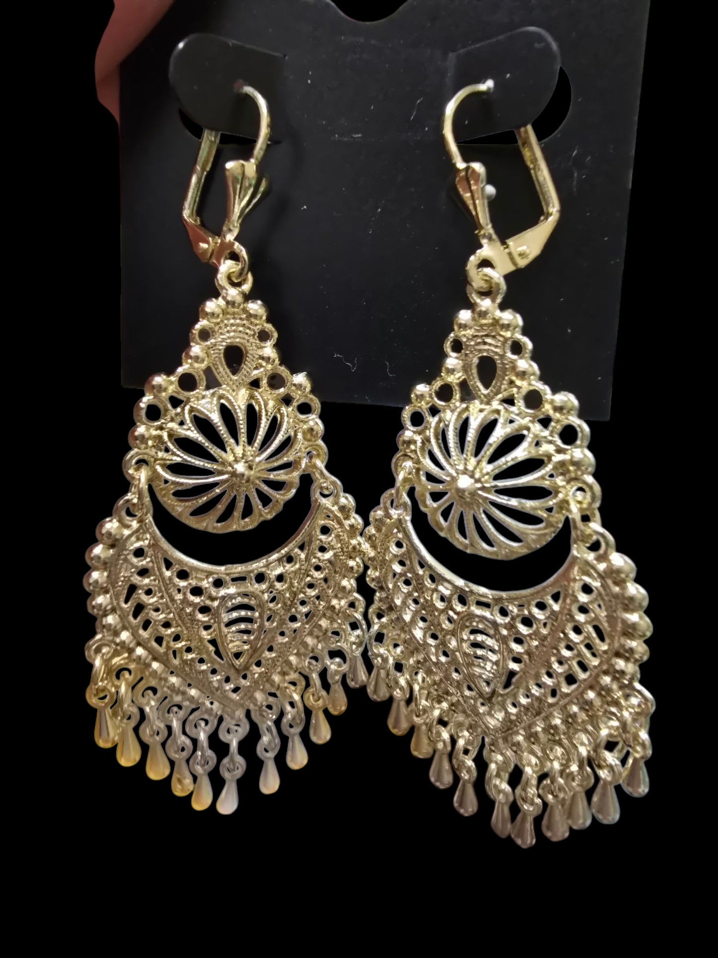 Gold-Plated Bohemian Dangle Earrings – 2.3" Pendant