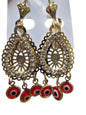 Gold-Plated Red Evil Eye Dangle Earrings – 1.4" Pendant
