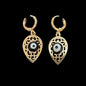 Gold Cutout Teardrop Earrings with Evil Eye – 0.5" Pendant