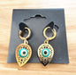 Gold Cutout Teardrop Earrings with Evil Eye – 0.5" Pendant