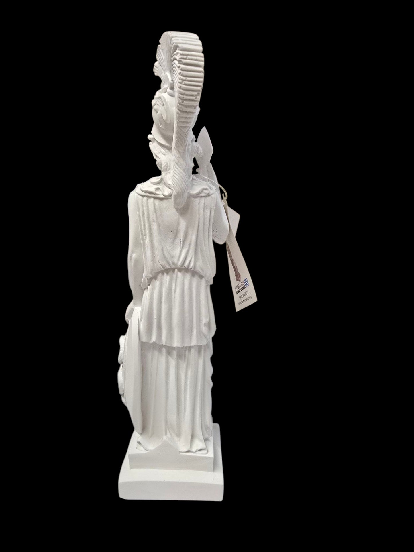 Athena Alabaster Statue with Spear and Shield – 10.5" Made in Greece