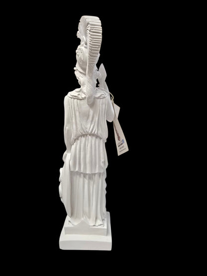 Athena Alabaster Statue with Spear and Shield – 10.5" Made in Greece