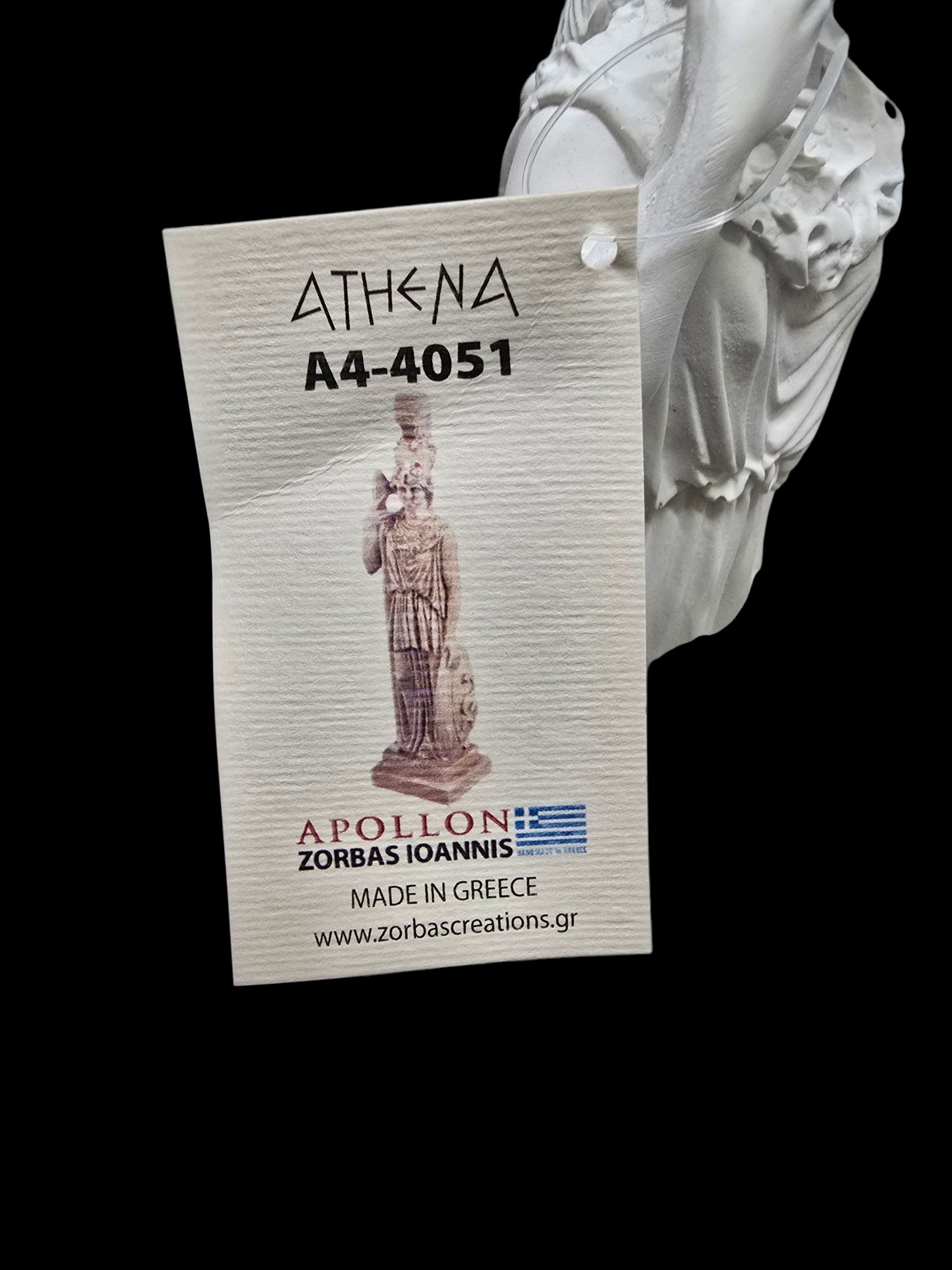 Athena Alabaster Statue with Spear and Shield – 10.5" Made in Greece