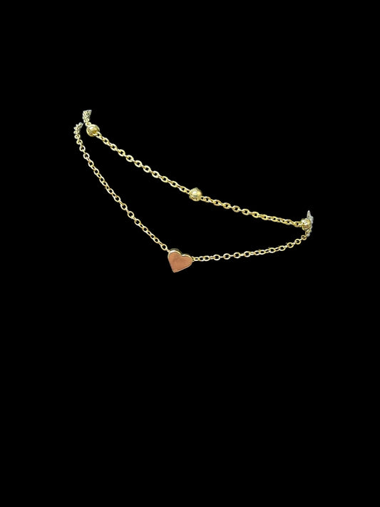 Gold Plated Double Layer Heart Anklet – Also in Stainless Steel