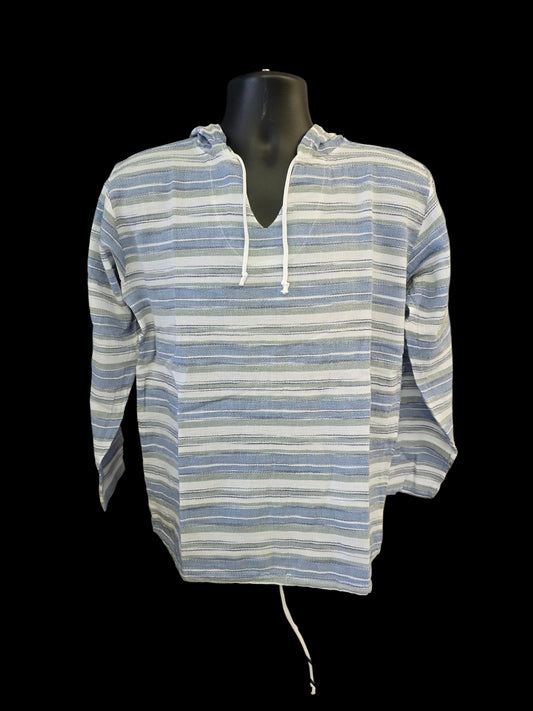 Men’s Striped Cotton Hooded Shirt – Imported from Greece