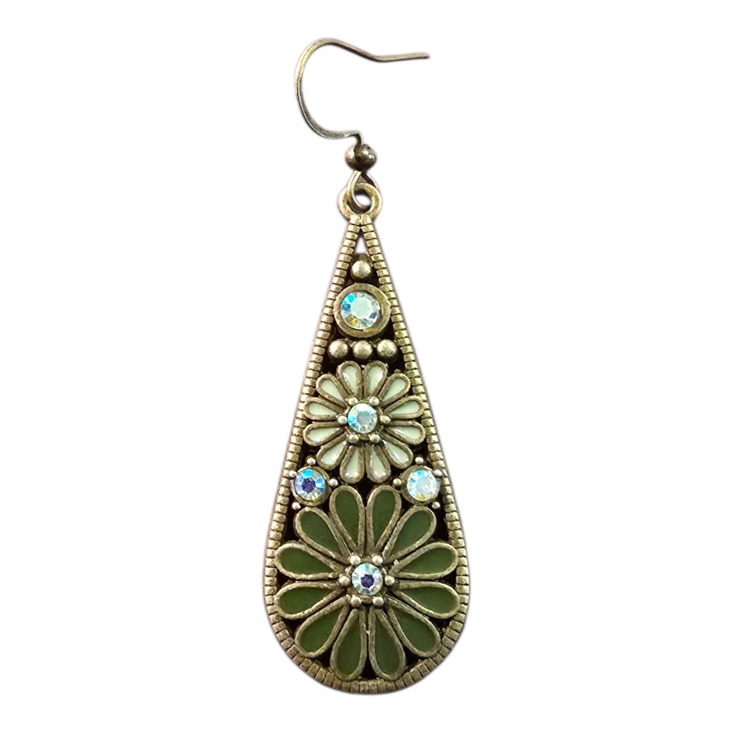 Enamel & Rhinestone Floral Teardrop Earrings – Assorted