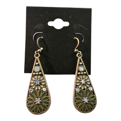Enamel & Rhinestone Floral Teardrop Earrings – Assorted
