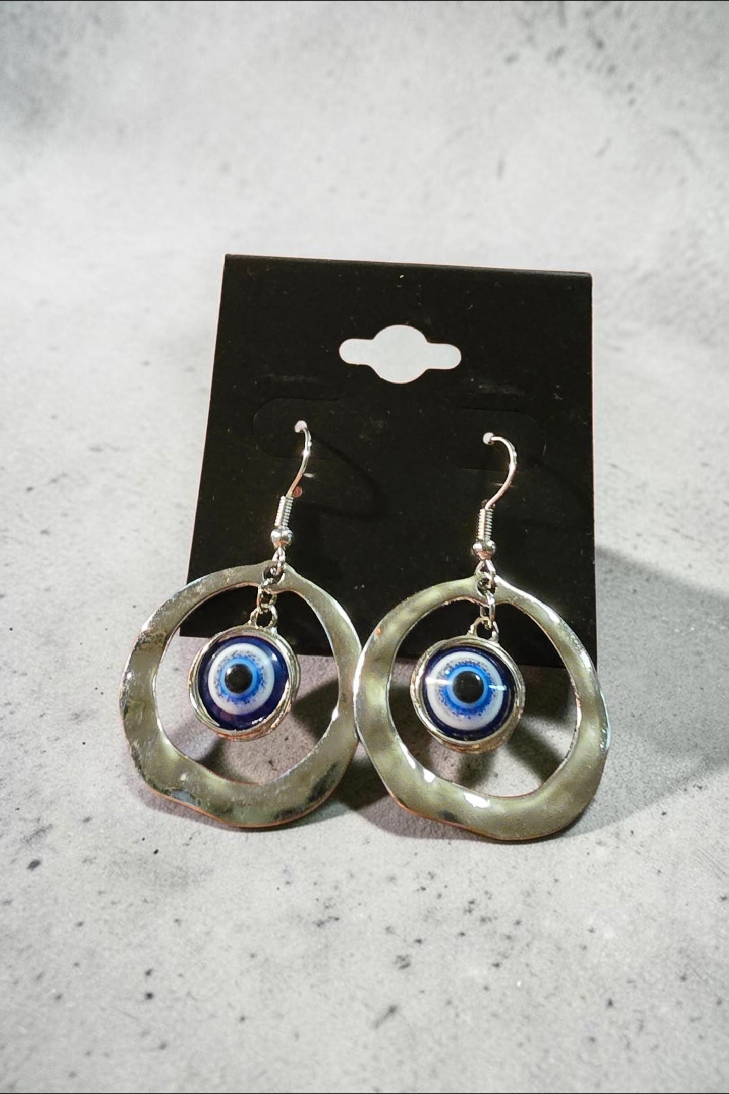 Vintage Gold & Silver Tone Evil Eye Dangle Earrings