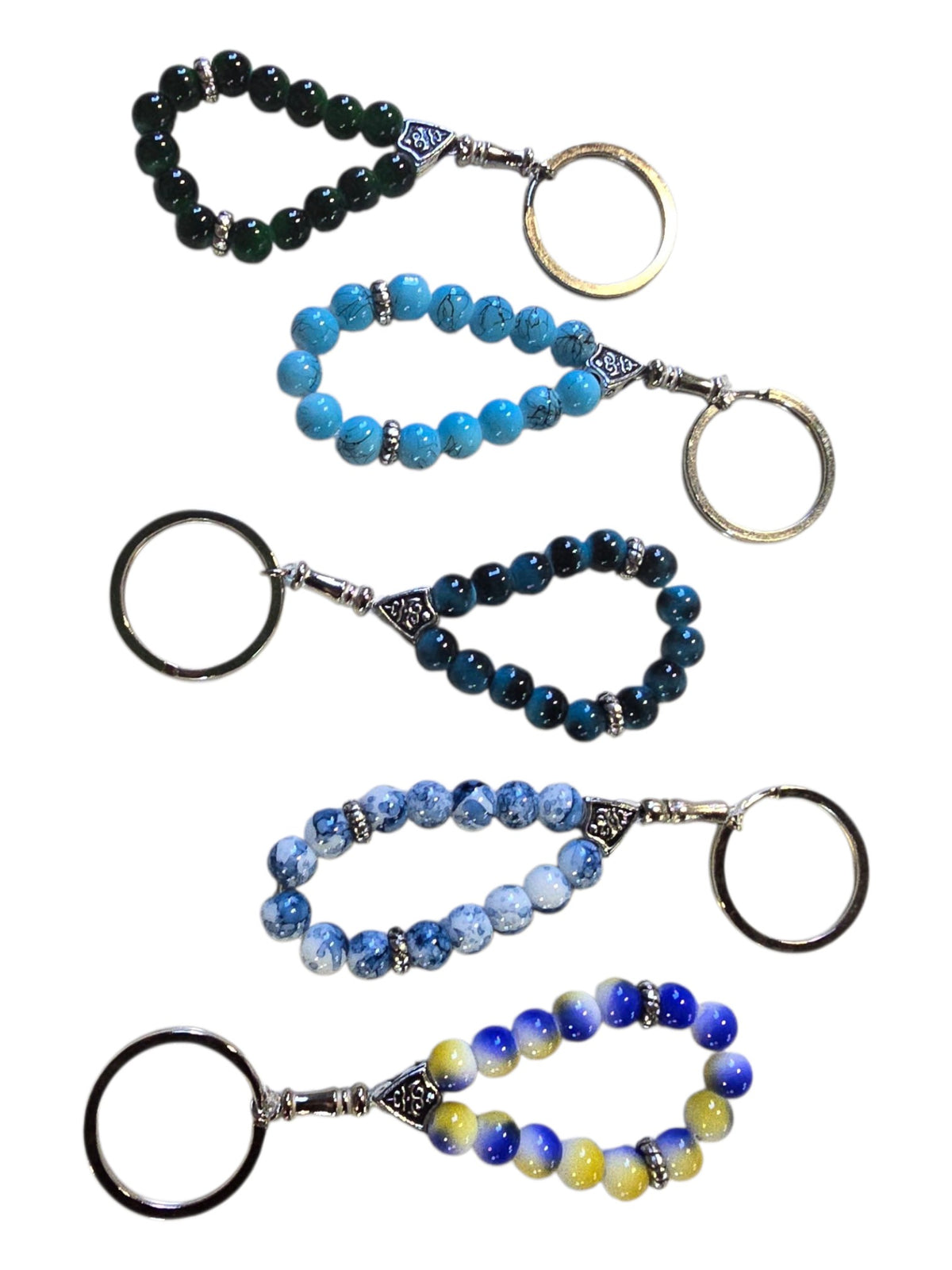 Polished Beaded Elastic Keychains