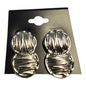 Silver-Tone Textured Interlocking Double-Disc Stud Earrings