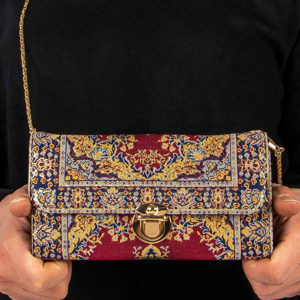 Stylish Woven Tapestry Purse/Wallet with Detachable Shoulder Chain